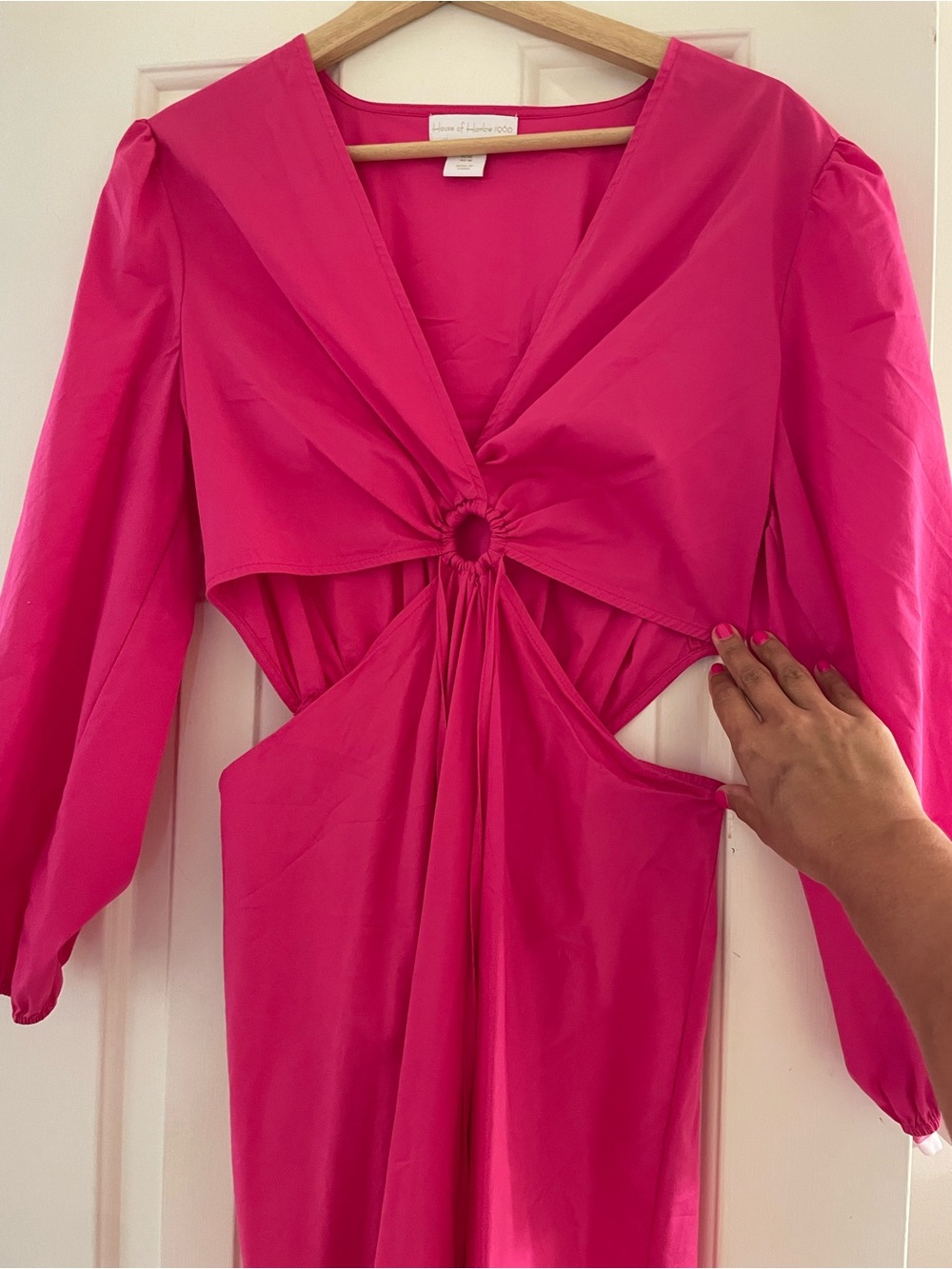 House of Harlow Fuchsia Twist-Front Cutout Dress